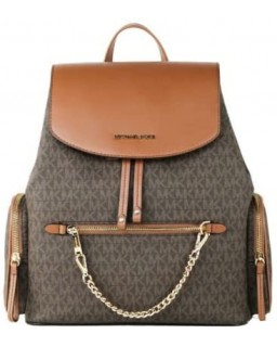 Kabelka Michael Kors Jet Set Large Signature PVC Chain Backpack Flap Book (brown sig)