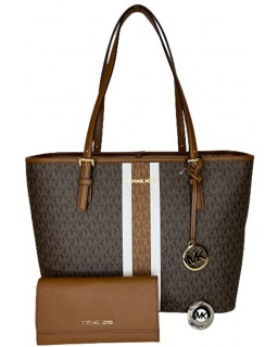 Michael Kors Jet Set Travel MD Carryall Tote bundled with Michael Kors Jet Set Travel Large Trifold