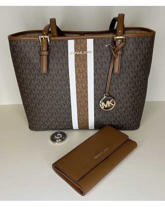 Michael Kors Jet Set Travel MD Carryall Tote bundled with Michael Kors Jet Set Travel Large Trifold