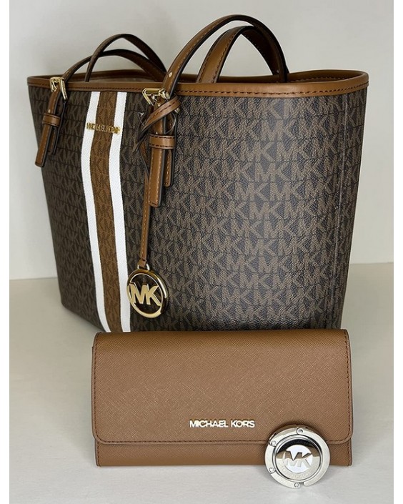 Michael Kors Jet Set Travel MD Carryall Tote bundled with Michael Kors Jet Set Travel Large Trifold