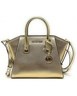 Kabelka Michael Kors Avril Small Top Zip Satchel Crossbody Kožená In Pale Gold