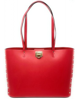 Kabelka Michael Kors Manhattan Large Kožená Tote Signature MK Logo In Flame (Red)