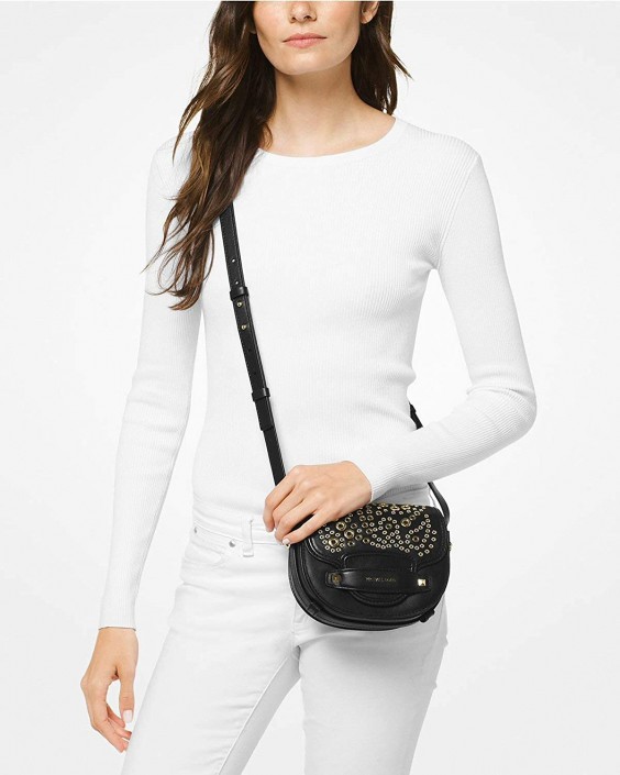 Kabelka Michael Kors Cary Kožená Crossbody Saddle Black Small