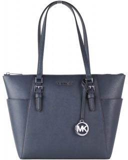 Kabelka Michael Kors Charlotte Large Top Zip Tote (Navy/Silver Hardware)