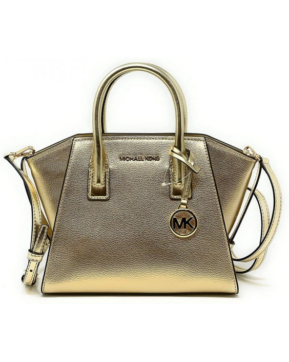 Kabelka Michael Kors Avril Small Top Zip Satchel Crossbody Kožená In Pale Gold