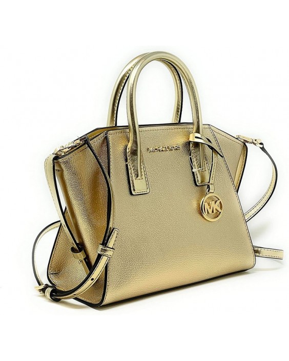 Kabelka Michael Kors Avril Small Top Zip Satchel Crossbody Kožená In Pale Gold