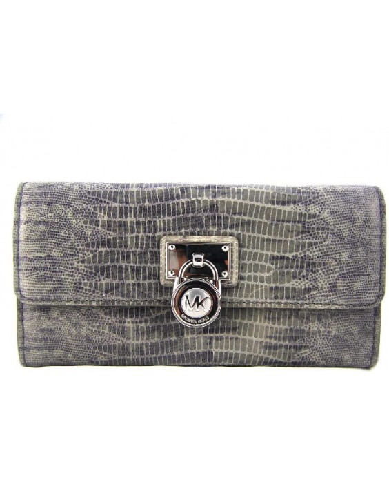 MICHAEL BY MICHAEL KORS Gray Large Hamilton Saffiano Flap