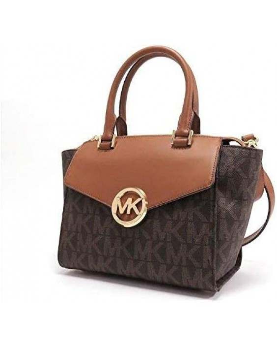 Kabelka Michael Kors Hudson Medium Brown Signature PVC Satchel