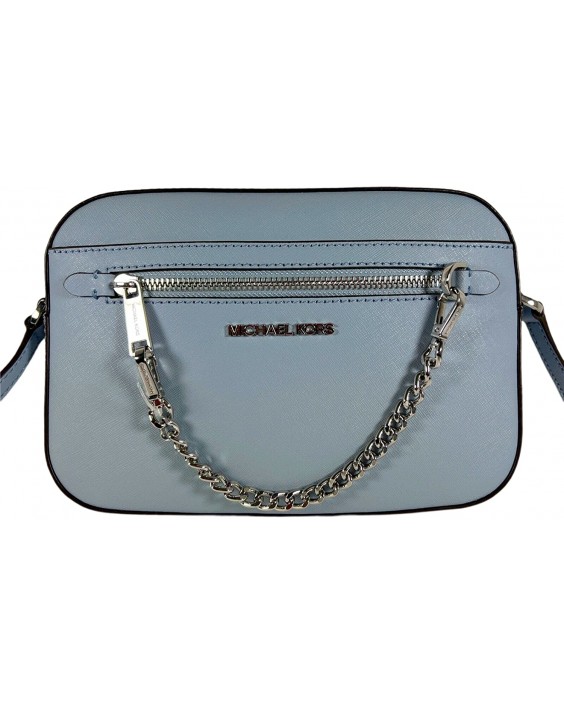 Kabelka MICHAEL KORS Jet Set Zip Chain Large Saffiano Pale Blue Kožená Crossbody