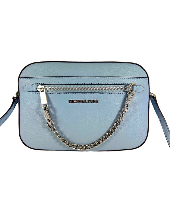 Kabelka MICHAEL KORS Jet Set Zip Chain Large Saffiano Pale Blue Kožená Crossbody