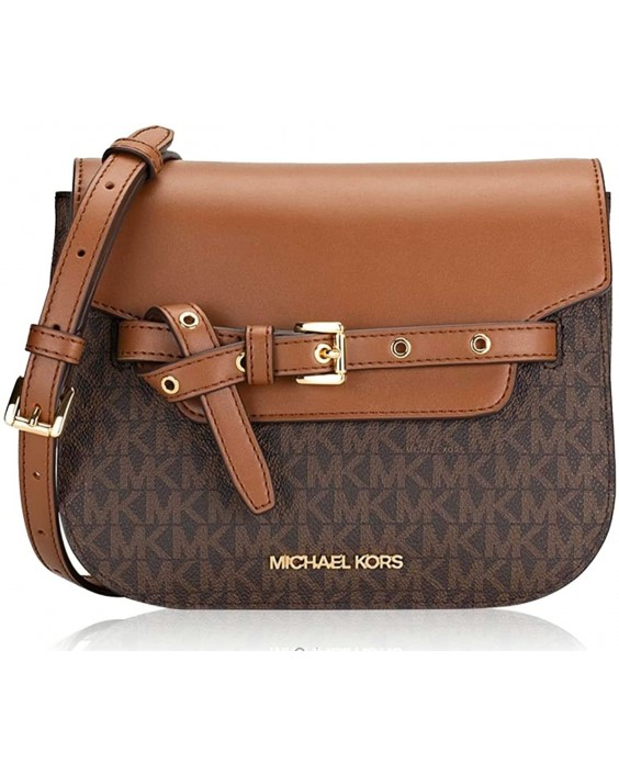 Kabelka Michael Kors Emilia Small Saddle Flap Crossbody Brown MK Signature