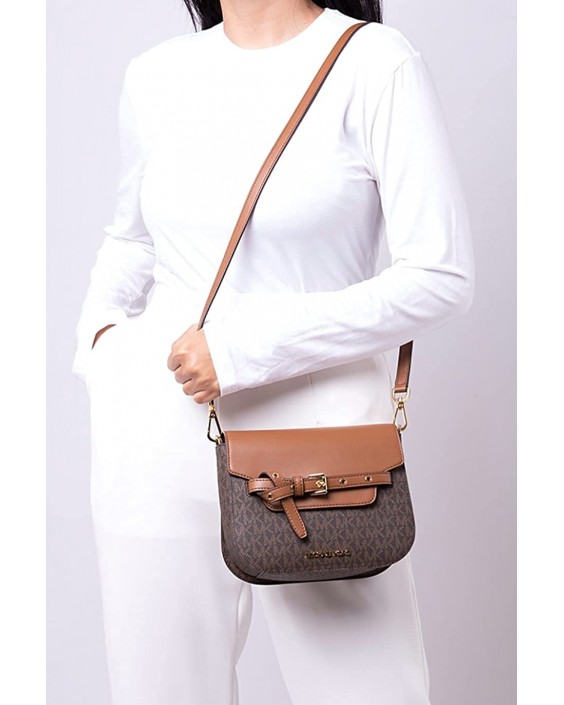 Kabelka Michael Kors Emilia Small Saddle Flap Crossbody Brown MK Signature