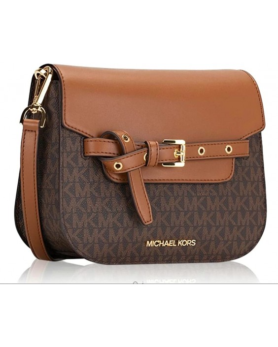 Kabelka Michael Kors Emilia Small Saddle Flap Crossbody Brown MK Signature