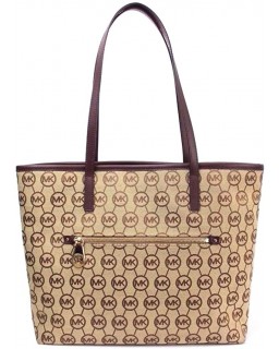 Kabelka Michael Kors Montauk MK Logo Medium Tote, Beige Ebony Mocha