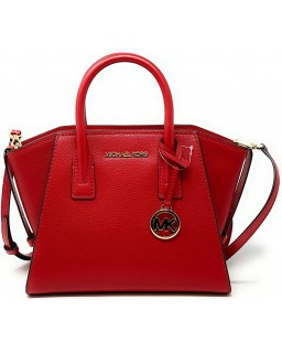 Kabelka Michael Kors Avril Small Top Zip Satchel Crossbody Kožená Red Flame