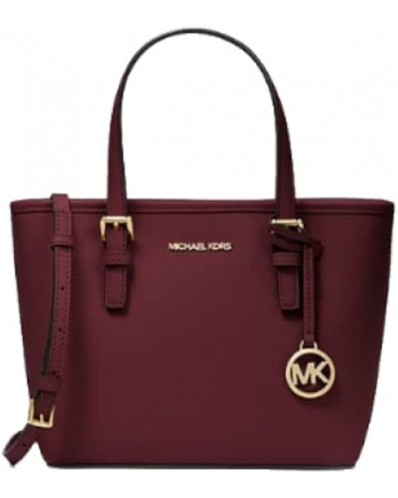 Kabelka Michael Kors 35S1G2GT7L Merlot With Gold Hardware Jet Set Travel Saffiano Kožená Top-Zip Tote