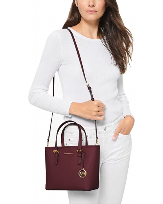 Kabelka Michael Kors 35S1G2GT7L Merlot With Gold Hardware Jet Set Travel Saffiano Kožená Top-Zip Tote