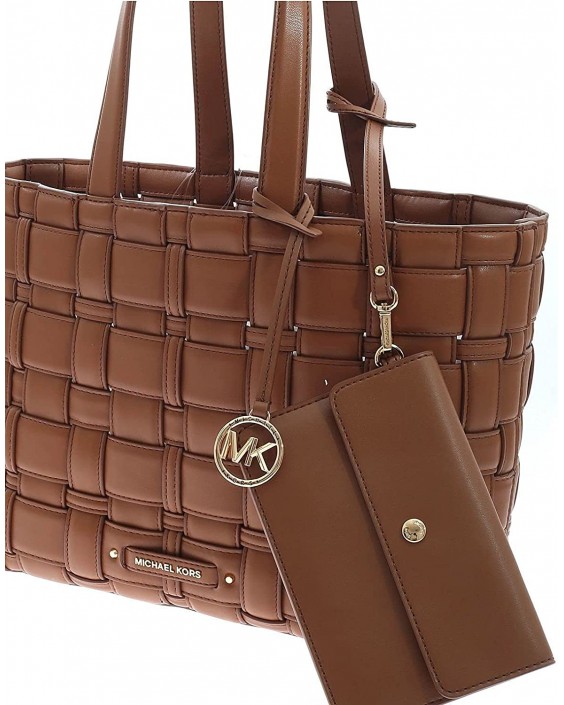 Kabelka Michael Kors Ivy Vegan Kožená Basketweave Tote Brown Medium