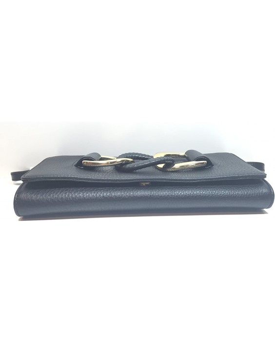 Kabelka Michael Kors Oversized Id Chain Pebbled Kožená Clutch Black / Gold