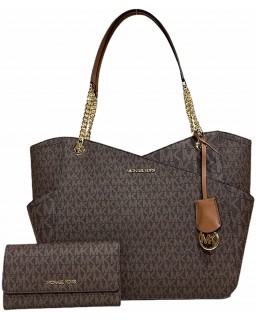 Michael Kors Jet Set Travel Large Chain Tote bundled with Michael Kors Jet Set Travel Trifold