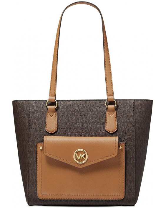 Kabelka Michael Kors Joe Jet Set Medium Top Zip Brown MK Signature Tote