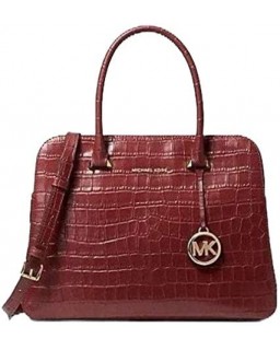 Kabelka Michael Kors Houston Medium Double Zip Satchel Embossed Kožená Brandy