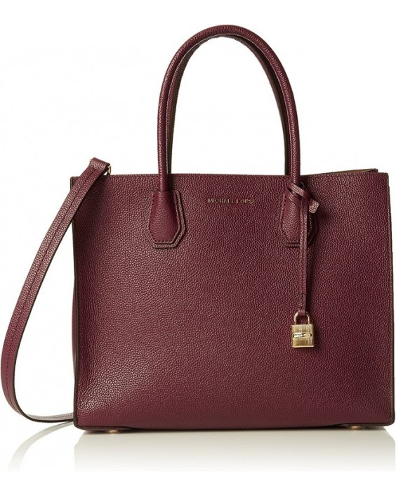 Kabelka Michael KORS Mercer Large Bonded-Leather Tote (Plum)