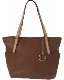 Kabelka Michael Kors Jet Set Top Zip Brown Kožená Tote