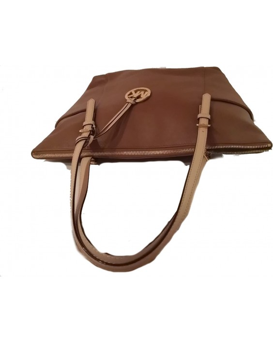 Kabelka Michael Kors Jet Set Top Zip Brown Kožená Tote