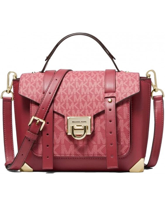 Kabelka Michael Kors Berry Multi Manhattan Medium Top Handle School Kožená Satchel