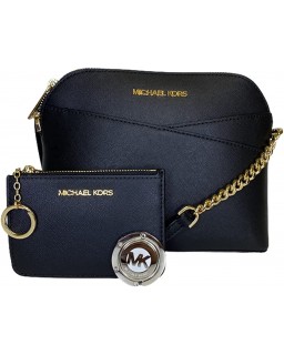 Kabelka Michael Kors Jet Set Travel MD Dome XCross Crossbody bundled with SM TZ Coinpouch and Michael Kors Purse Hook