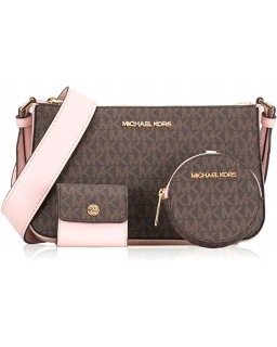 Kabelka Michael Kors Crossbody with Tech Attached MK Signature Powder Blush Brown