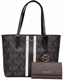 Michael Kors Jet Set Travel MD Carryall Tote bundled with Michael Kors Jet Set Travel Large Trifold