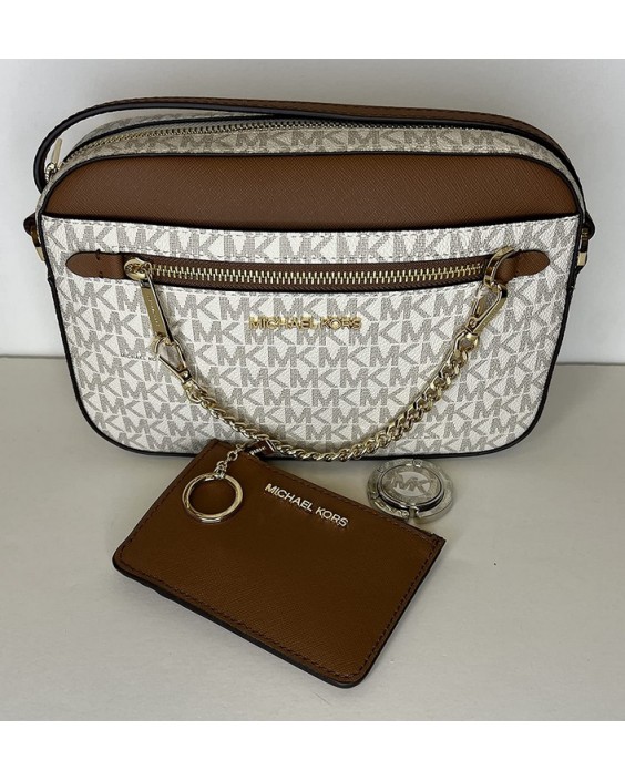 Michael Kors Jet Set Large Chain Crossbody bundled with with SM TZ Coinpouch and Michael Kors Purse Hook