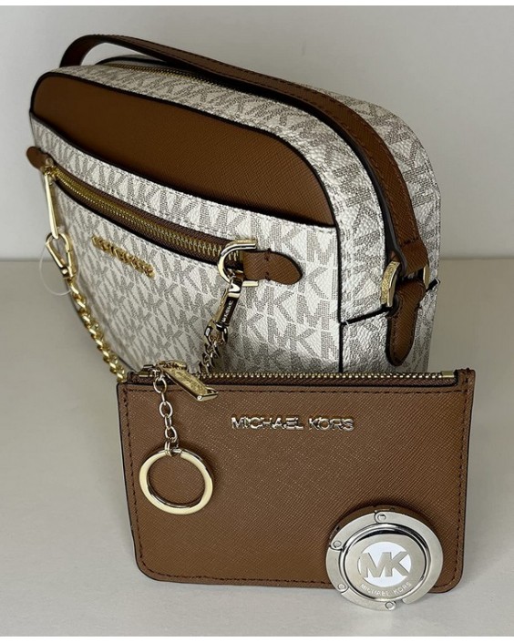 Michael Kors Jet Set Large Chain Crossbody bundled with with SM TZ Coinpouch and Michael Kors Purse Hook