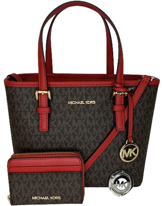 Kabelka Michael Kors Jet Set Travel XS Carryall Convertible Top Zip Tote bundled with MD ZA Card Case and Purse Hook