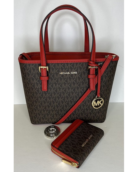 Kabelka Michael Kors Jet Set Travel XS Carryall Convertible Top Zip Tote bundled with MD ZA Card Case and Purse Hook