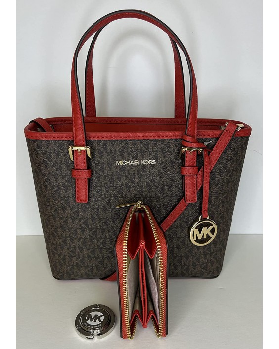 Kabelka Michael Kors Jet Set Travel XS Carryall Convertible Top Zip Tote bundled with MD ZA Card Case and Purse Hook