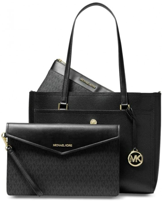 Kabelka Michael Kors Maisie Large Pebbled Kožená 3-in-1 Tote Black MK Signature