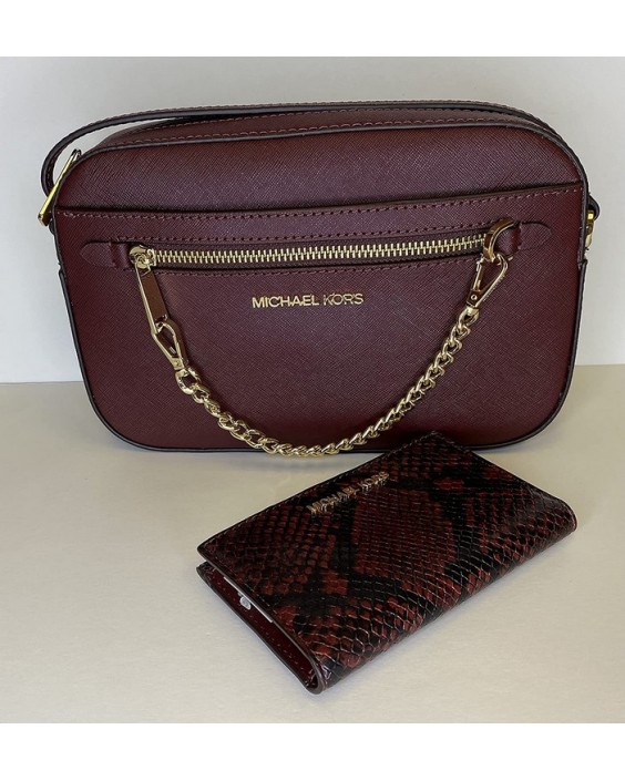 Michael Kors Jet Set Large Crossbody bundled with Jet Set Travel SM Zip Card Case