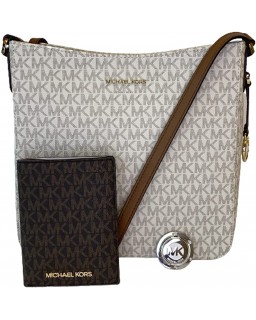 Kabelka Michael Kors Jet Set Travel Large Messenger Crossbody bundle with Passport Case and Michael Kors Purse Hook