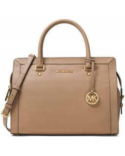 Kabelka MICHAEL KORS COLLINS KHAKI PEBBLED Kožená LARGE SATCHEL