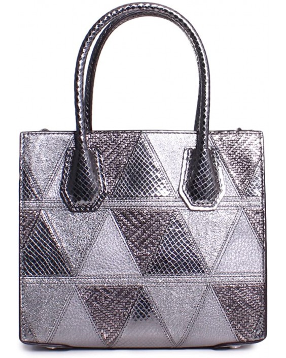 Kabelka Michael KORS MERCER medium messenger - metallic crackle Kožená, Light Pewter Silver