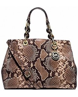 Kabelka MICHAEL KORS Cynthia MEDIUM Embossed-Leather Satchel DARK KHAKI