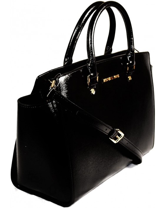 Kabelka Michael Kors Selma Large Top Zip Satchel Patent Kožená - Black