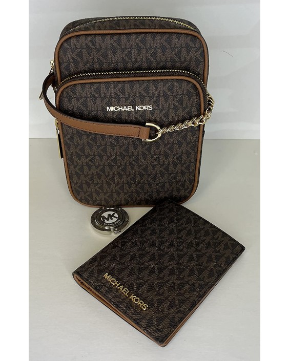 Kabelka Michael Kors Jet Set Travel Medium Logo Crossbody bundled with Passport Case and Purse Hook