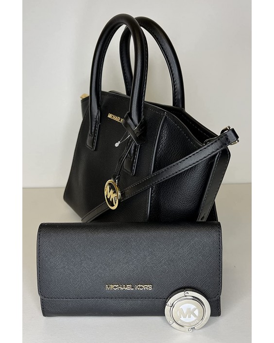 Michael Kors Avril Small Logo Top-Zip Satchel bundled with Trifold and Michael Kors Purse Hook