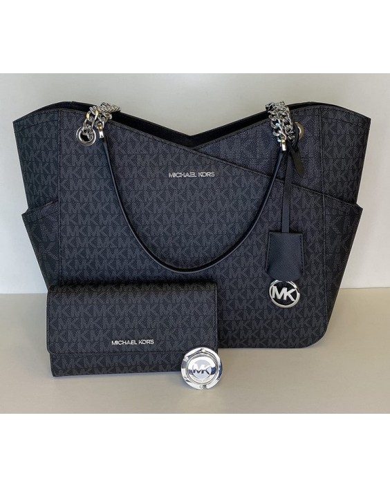 Michael Kors Jet Set Travel Large Chain Tote bundled with Michael Kors Jet Set Travel Trifold