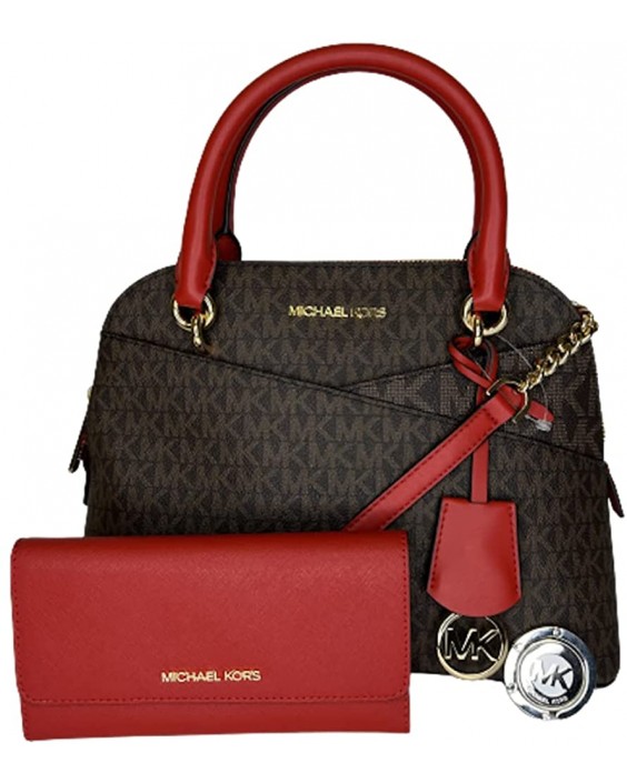 Michael Kors Jet Set Travel MD Dome Xcross Satchel bundled with Large Trifold and Michael Kors Purse Hook