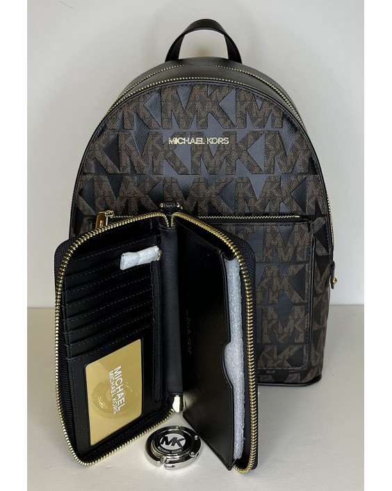 Michael Kors Adina MD Backpack bundled with matching LG Flat MF Phone and Michael Kors Purse Hook (Signature MK Brown/Black)